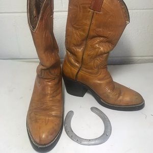 Steel Toes Tan Leather Western  Boots sz 6.5
